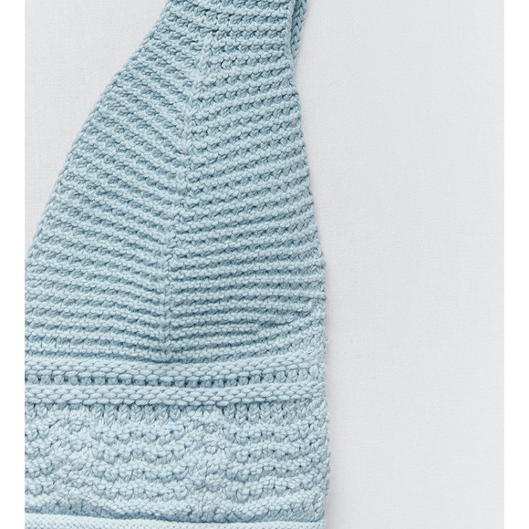 NWT ZARA 2 PCs Knit Jacket + Cropped Top Blue M - Picture 4 of 10